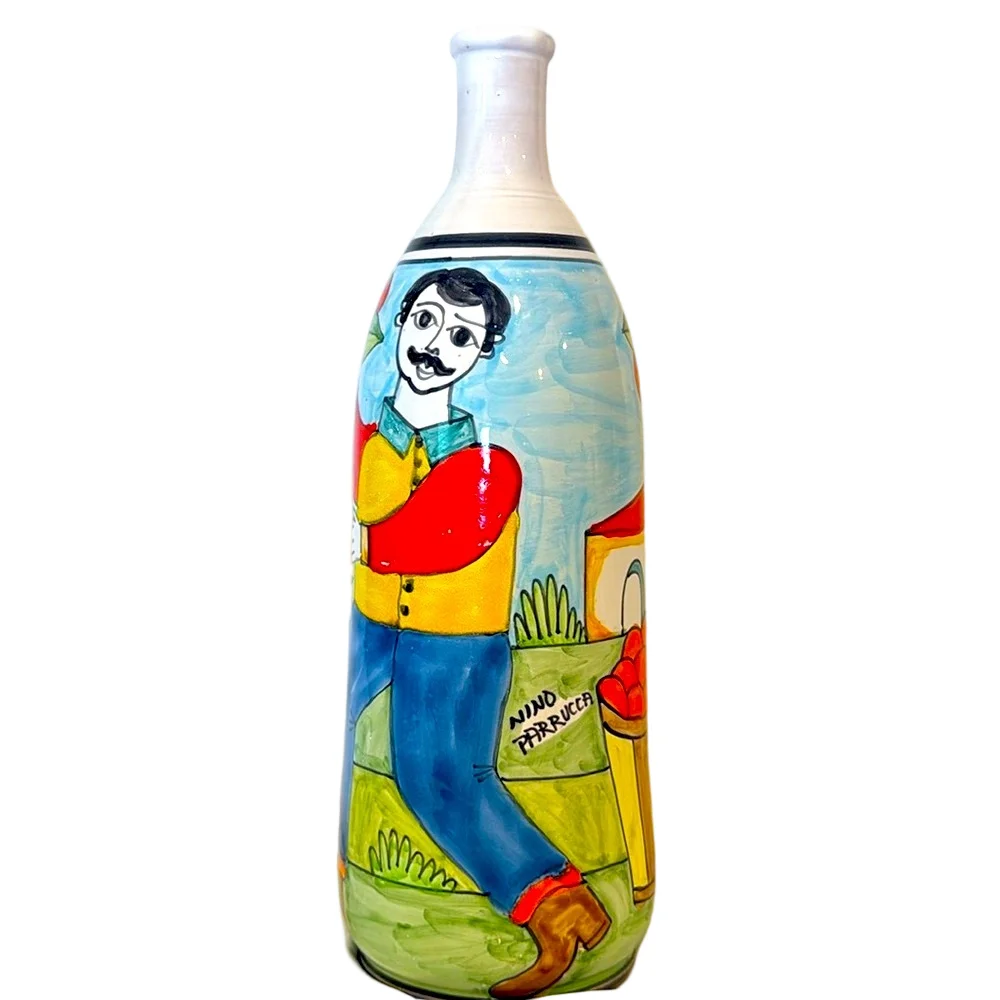 Nino Parrucca Italian Hand Painted Art Pottery Vase